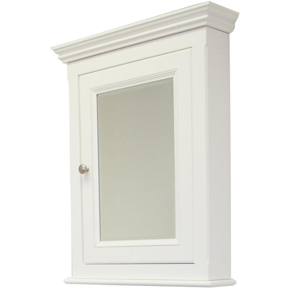 Image of 24-In. W 30-In. H Traditional Birch Wood-Veneer Medicine Cabinet In White (Ai-31753)