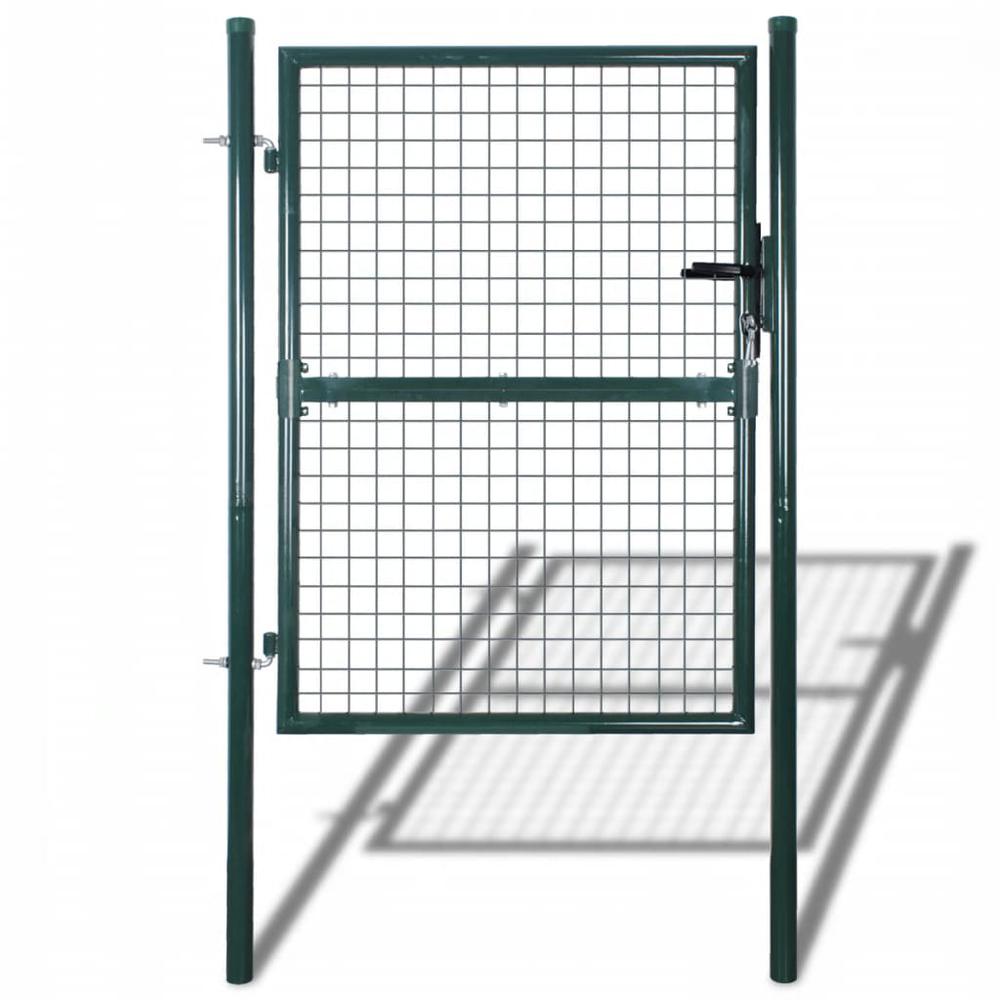 This is the image of vidaXL Green Steel Fence Gate 39.4"x98.4" - Model 2980