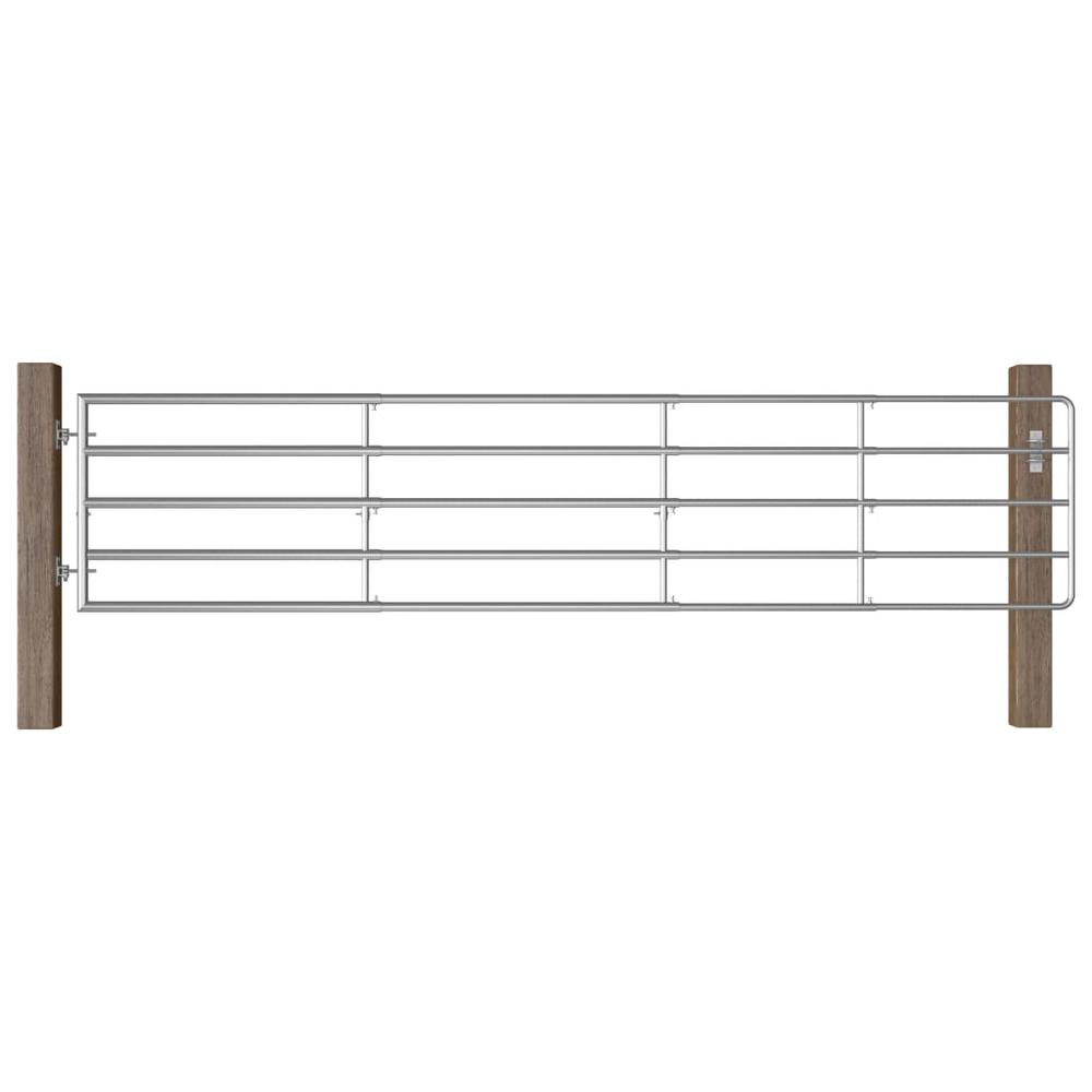 This is the image of vidaXL 5-Bar Field Gate Steel (59.1"-157.5")x35.4" - Silver