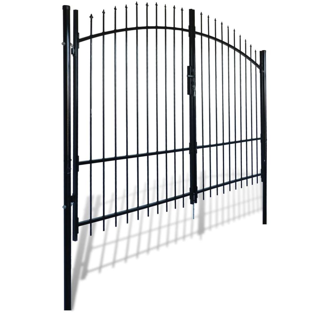 vidaXL Double Door Fence Gate with Spear Top 118.1"x88.6"