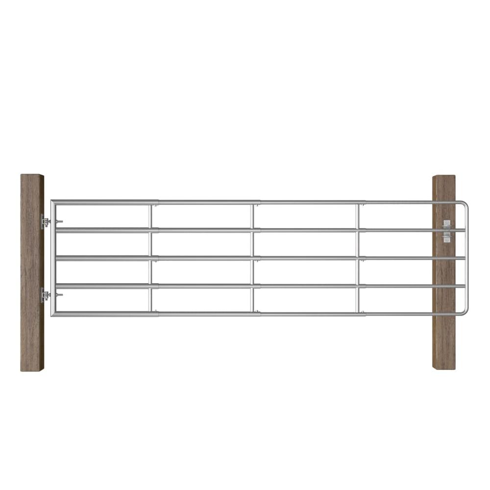 This is the image of vidaXL 5-Bar Field Gate Steel (45.3"-118.1") x 35.4" - Silver