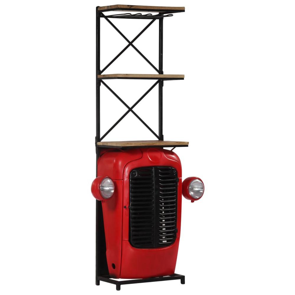 This is the image of vidaXL Tractor Wine Cabinet - Solid Mango Wood - 19.3"x12.2"x67.7"