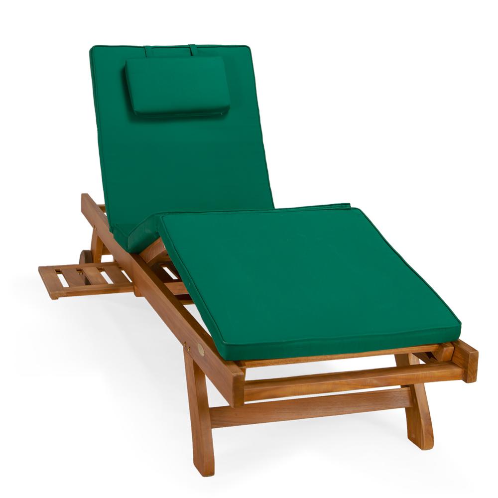 Multi-Position Chaise Lounger With Green Cushions