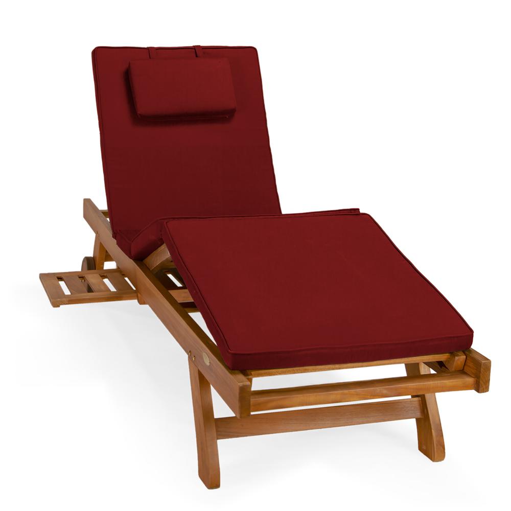 Multi-Position Chaise Lounger With Red Cushions