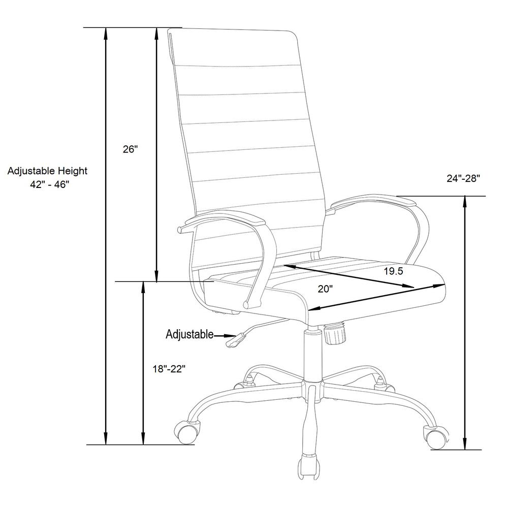 Leisuremod Benmar High-Back Leather Office Chair With Gold Frame, Light Brown