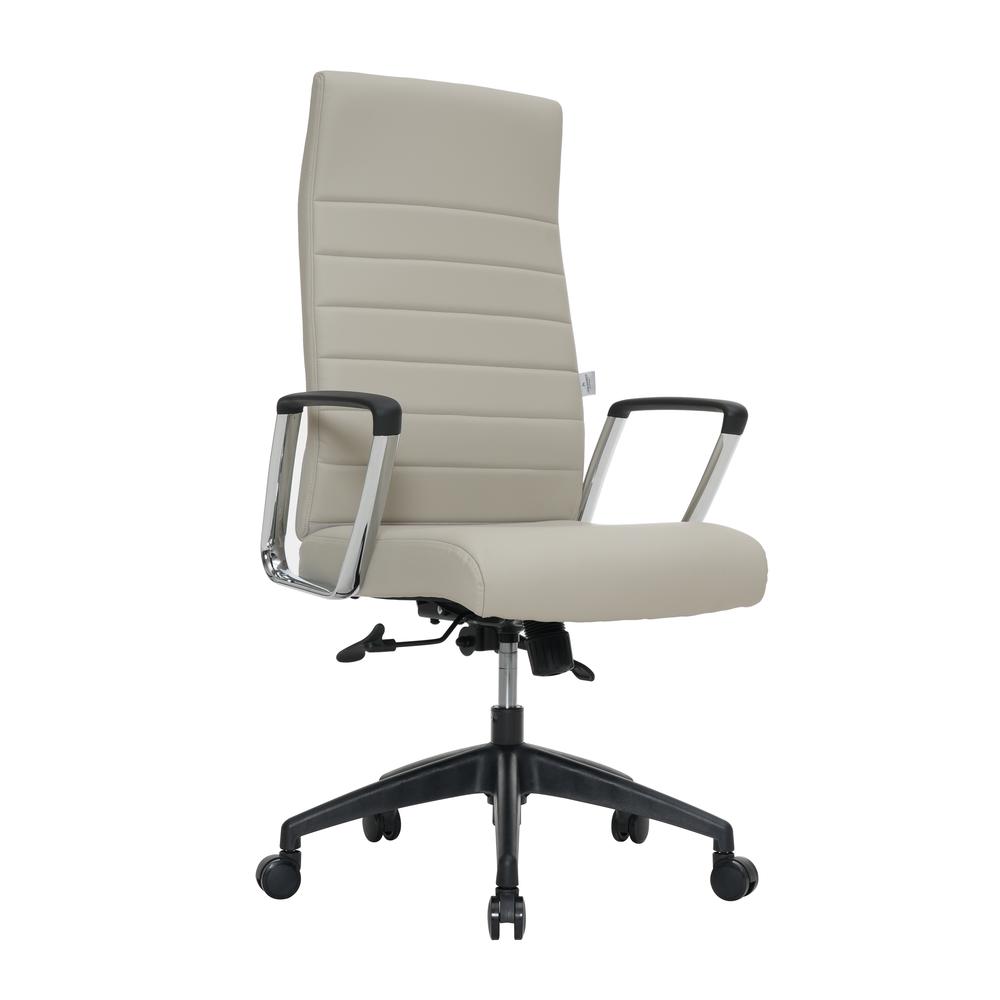 Image of Leisuremod Hilton Modern High-Back Leather Office Chair, Tan