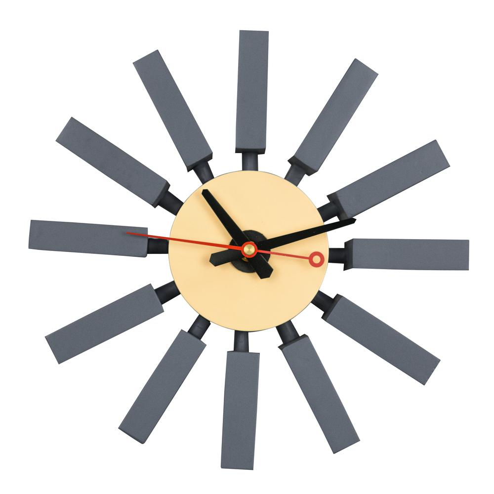 This is the image of LeisureMod Vdara Modern Design Block Wall Clock - Silent Non-Ticking - CCL11DGR