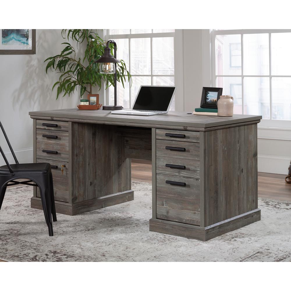 Image of Double Ped Executive Desk In Pebble Pine