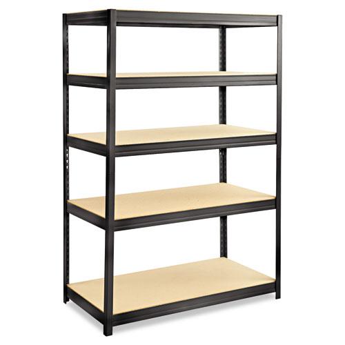 Boltless Steel Shelving, Five-Shelf, 48w x 24d x 72h, Black