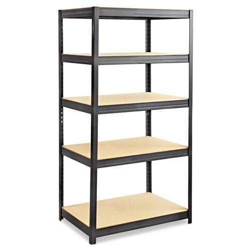 Boltless Steel Shelving, Five-Shelf, 36w x 24d x 72h, Black