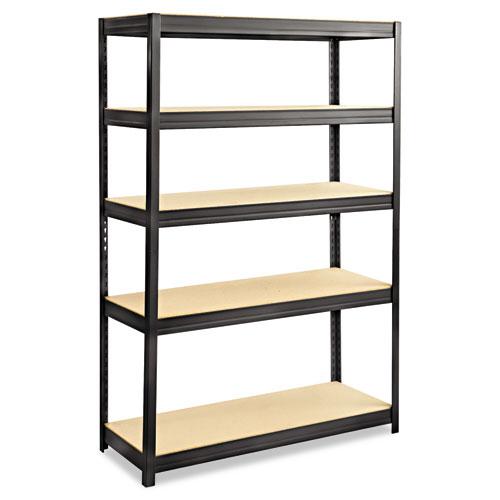 Boltless Steel Shelving, Five-Shelf, 48w x 18d x 72h, Black