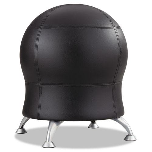Zenergy Ball Chair - Backless - Supports Up to 250 lb - Black Vinyl Seat - Silver Base