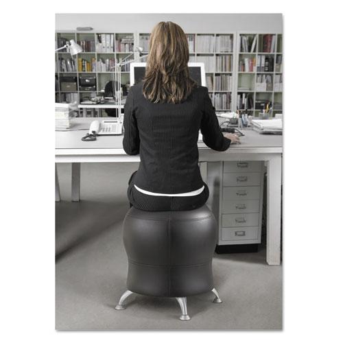 Zenergy Ball Chair - Backless - Supports Up to 250 lb - Black Vinyl Seat - Silver Base