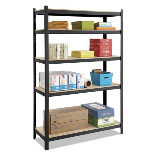 Boltless Steel Shelving, Five-Shelf, 48w x 18d x 72h, Black