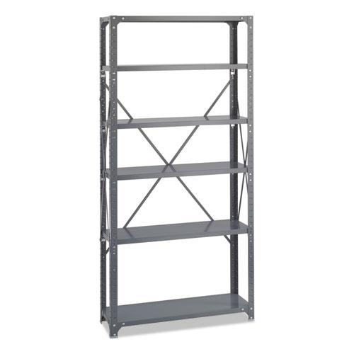 Steel Shelving Unit, 6-Shelf, 36w x 12d x 75h, Dark Gray