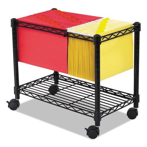 Mobile File, Metal, 1 Shelf, 2 Bins, 14" x 24" x 20.5", Black