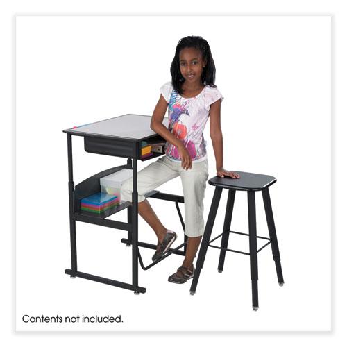 Alphabetter Adjustable-Height Student Stool, Backless, Supports Up To 250 Lb, 35.5" Seat Height, Black