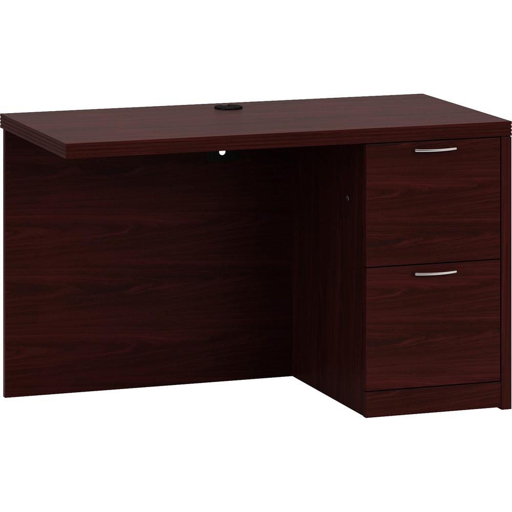 HON Valido Right Return, 48"W - 2-Drawer - 48" x 24" x 1.5" x 29.5" - 2 x File Drawer(s) - Single Pedestal - Ribbon Edge - Particleboard - Laminate Finish, Mahogany