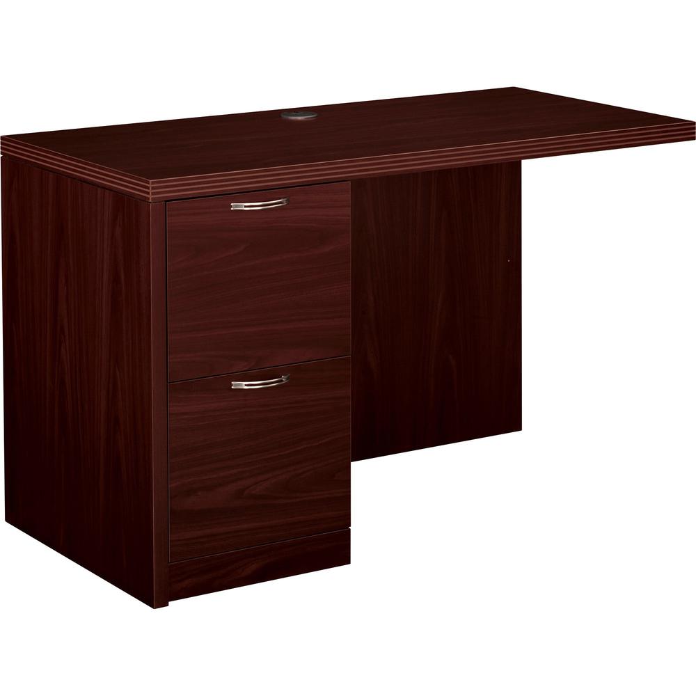 HON Valido Left Return, 48"W - 2-Drawer - 48" x 24" x 29.5" - 2 x File Drawer(s) - Single Pedestal - Ribbon Edge - Material: Particleboard - Finish: Laminate, Mahogany