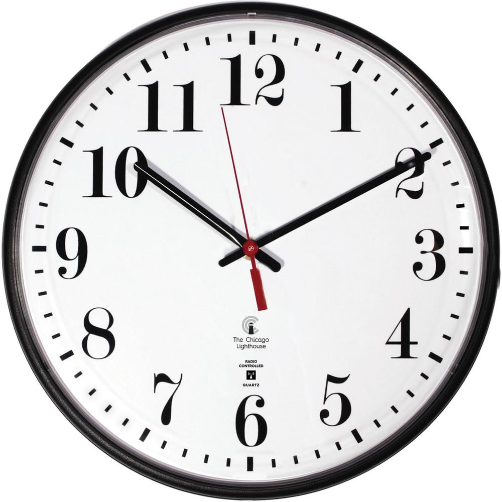 Chicago Lighthouse Radio Control Clock - Analog - Quartz - Black