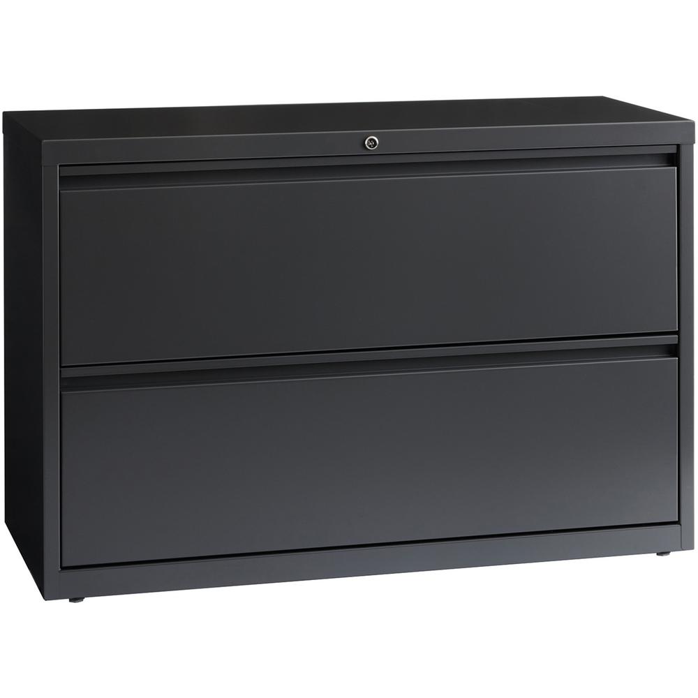 Lorell 2-Drawer Lateral File - 42" x 18.6" x 28.1" - Legal, Letter, A4 - Rust Proof - Charcoal
