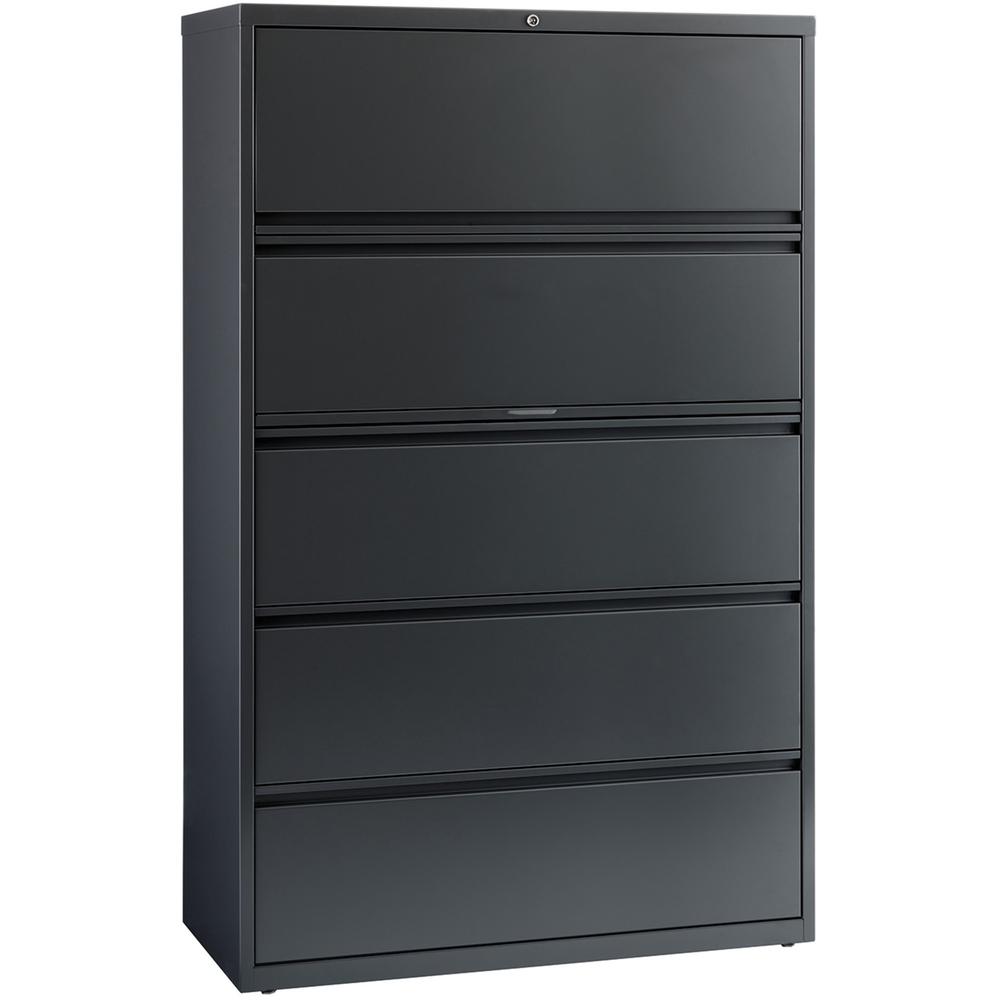 Lorell Lateral File Cabinet - 5-Drawer - 42" x 18.6" x 67.7" - Legal, Letter, A4 - Rust Proof - Charcoal