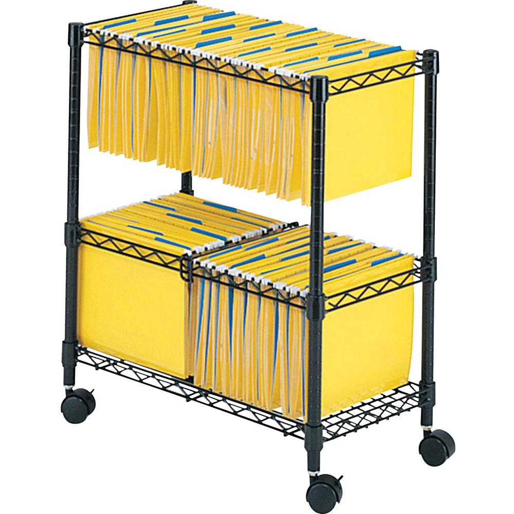 Safco Rolling File Cart - 300 lb Capacity - 4 Casters - Steel - 25.8" Width x 14" Depth x 29.8" Height - Black