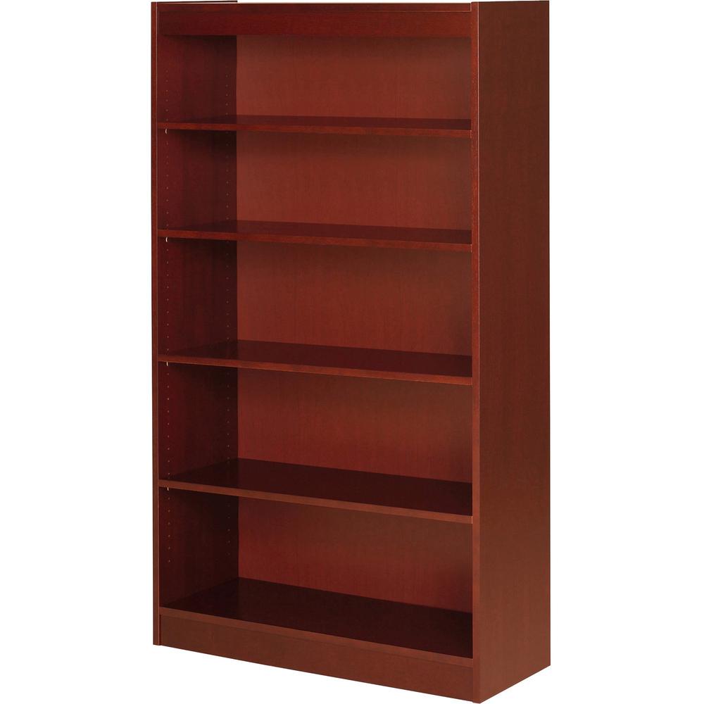 Lorell Panel Bookcase - 36" x 12" x 0.8" x 60" - 5 Shelves - Veneer - Cherry Finish