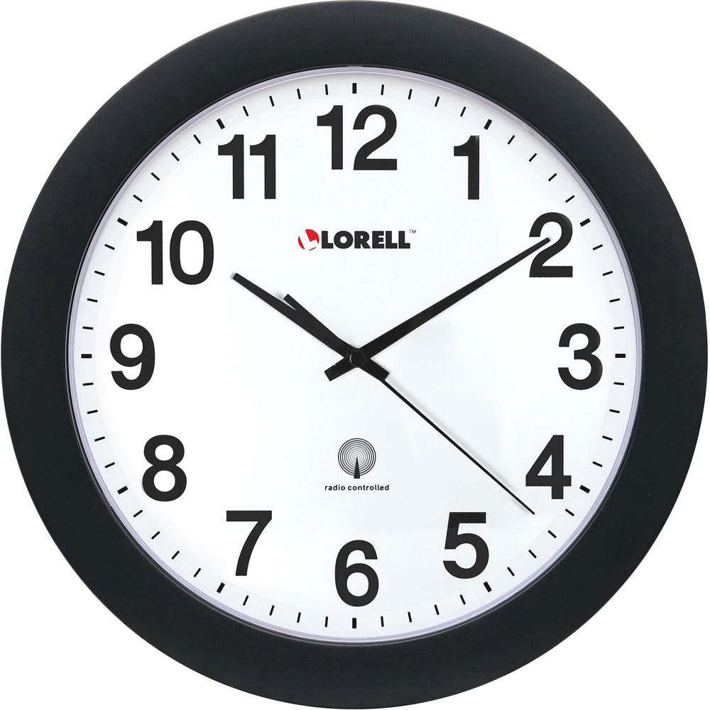 Lorell 12" Wall Clock - Analog - Quartz - White Dial - Black Case