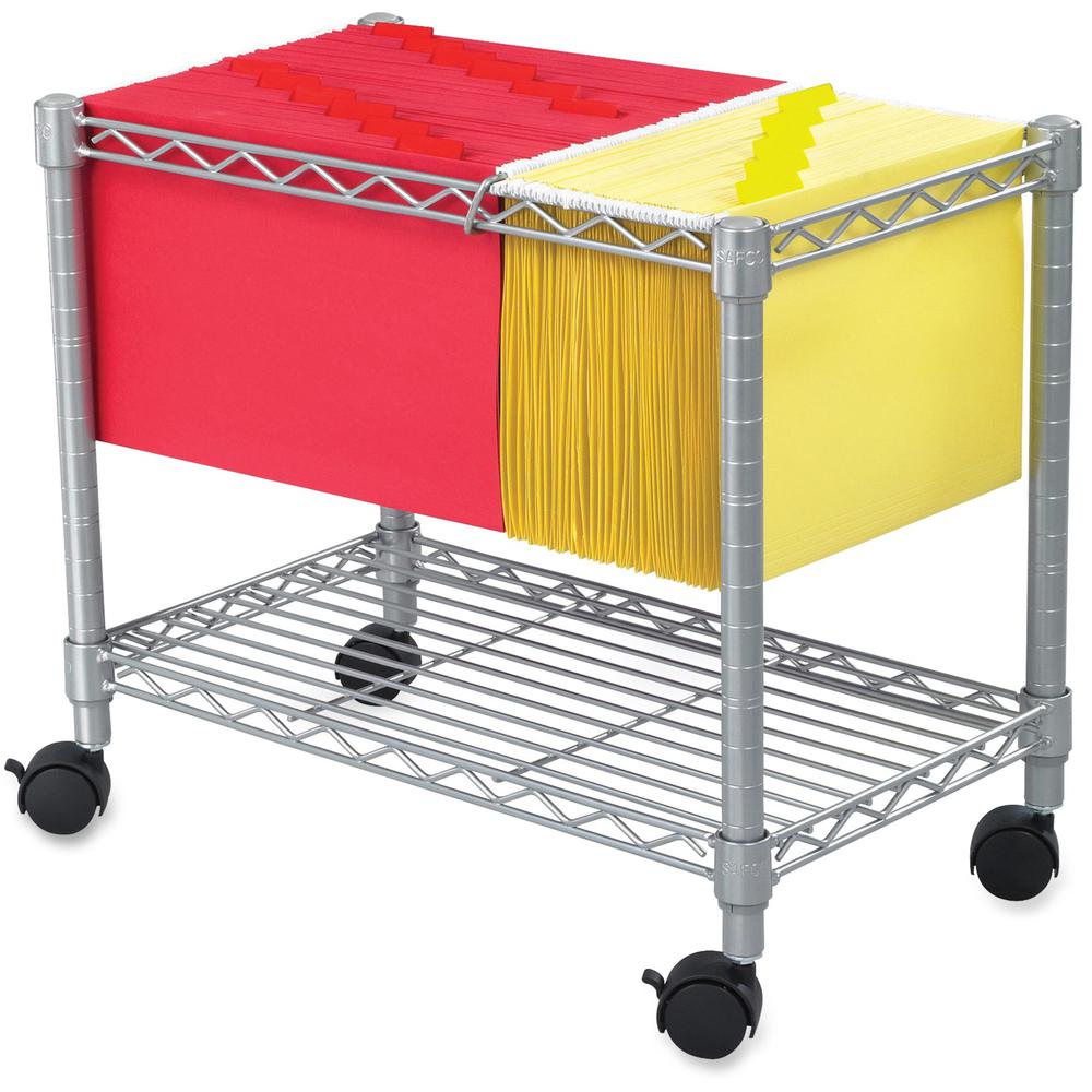 Safco 5201GR Wire Mobile File - 1 Shelf - 300 lb Capacity - 4 Casters - Steel - Gray