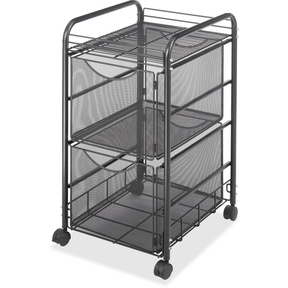 Safco Onyx Mobile File Cart - 2 Shelf - 2 Drawer - 4 Casters - Black Steel Frame - Black