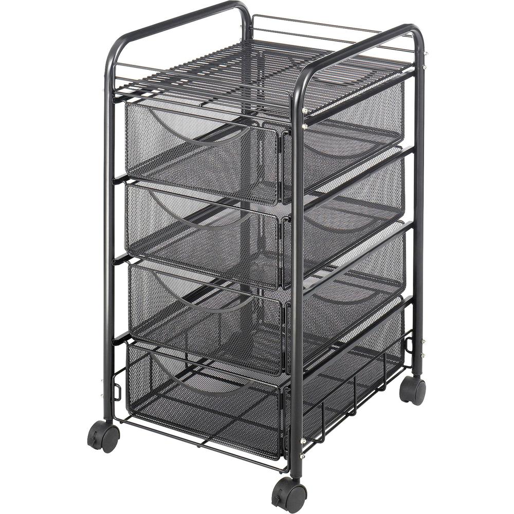 Safco Onyx Mobile File Cart - 2 Shelf - 4 Drawer - 4 Casters - Black Steel Frame - Black
