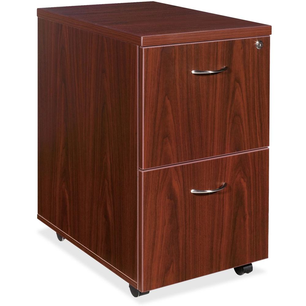 Lorell Mobile Pedestal - 15.8" x 22" x 28.6" - Double Pedestal - Laminate Finish - Mahogany