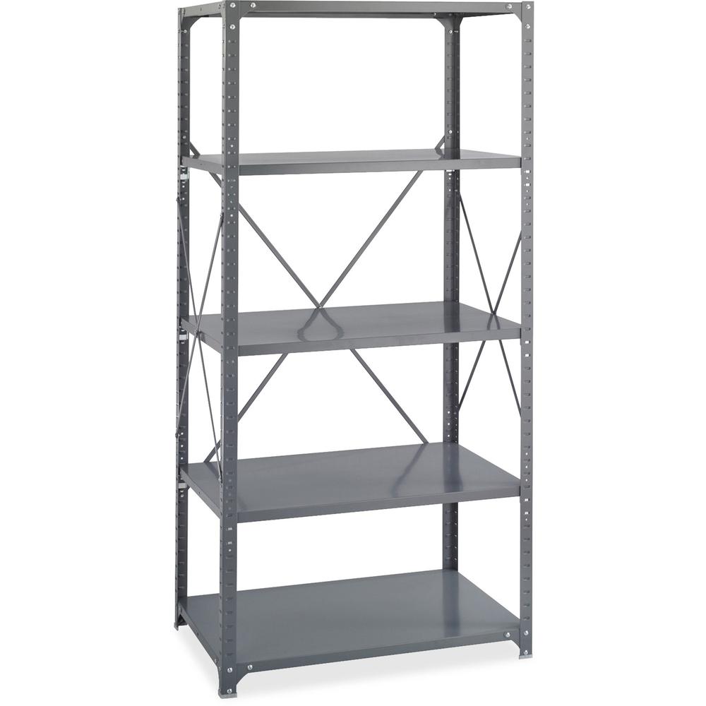 Safco Shelf Kit - 36" x 18" x 75" - 5 Shelves - 3500 lb Load Capacity - Dark Gray - Powder Coated Steel - Assembly Required