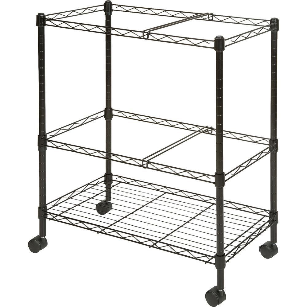 Lorell Mobile Wire File Cart - 4 Casters - Steel - 26" x 12.5" x 30" - Black