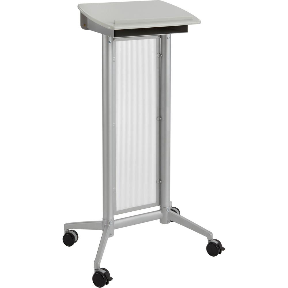Safco Impromptu Lectern - Rectangle Top - 46.50" H x 26.50" W x 18.75" D - Assembly Required - Gray, Powder Coated