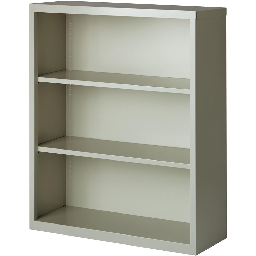 Lorell Fortress Series Bookcases - 34.5" x 13" x 42" - 3 Shelves - Light Gray - Powder Coated Steel - Recycled