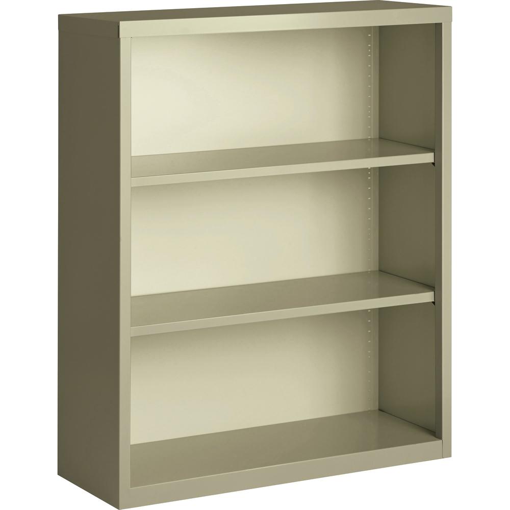 Lorell Fortress Series Bookcases - 34.5" x 13" x 42" - 3 Shelves - Putty - Powder Coated Steel - Recycled