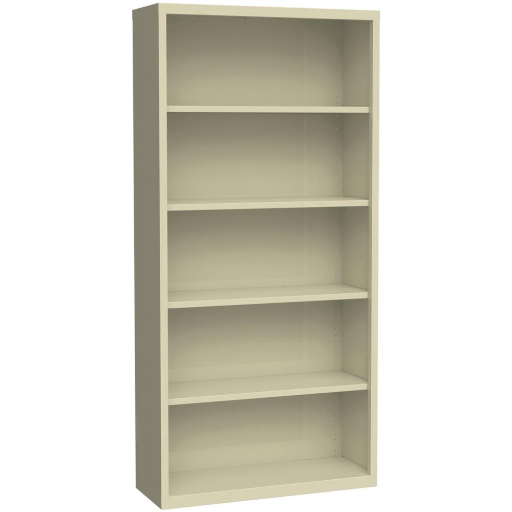 Lorell Fortress Series Bookcases - 34.5" x 13" x 72" - 6 Shelves - Putty - Powder Coated Steel - Recycled