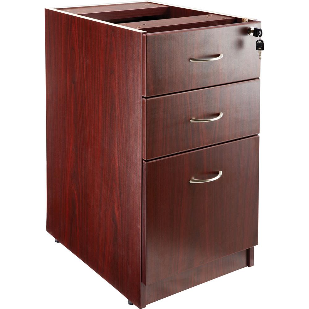 Lorell Hanging Fixed Pedestals - 15.5" x 21.9" x 28.5" - Box, File Drawer(s) - Single Pedestal - Mahogany Laminate Finish