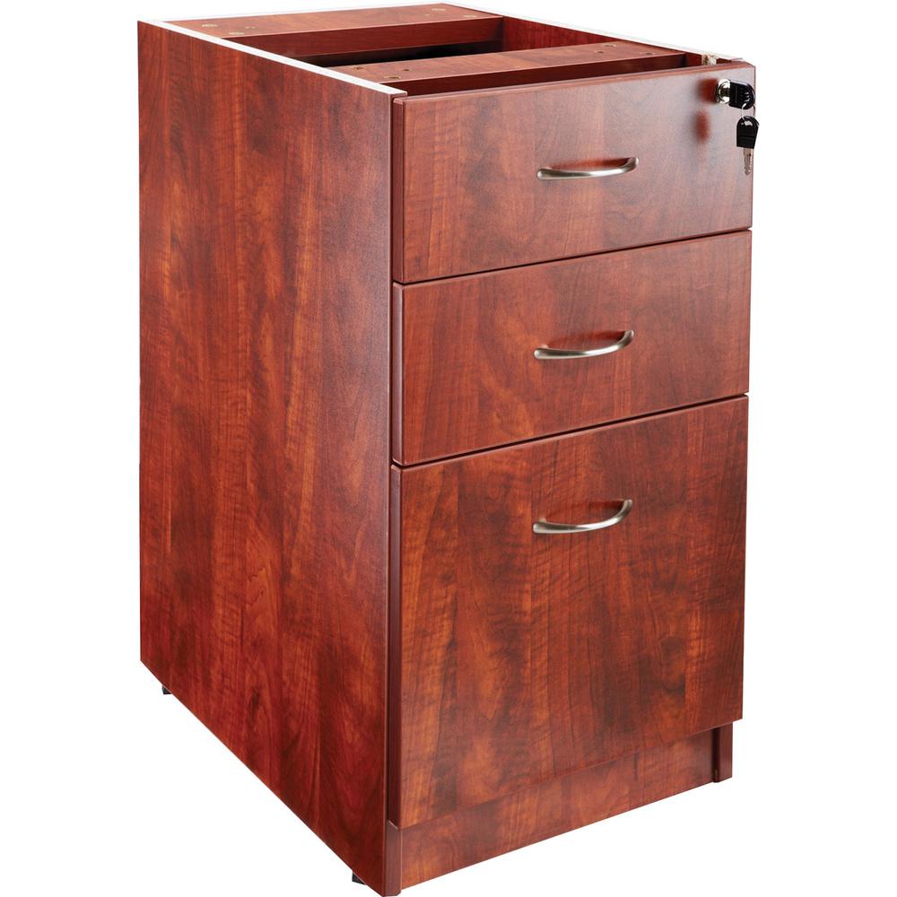 Lorell Hanging Fixed Pedestal - 3-Drawer - 15.5" x 21.9" x 28.5" - Laminate, Cherry Finish