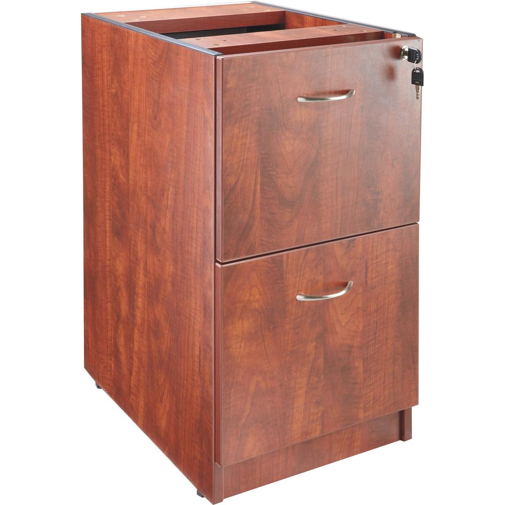 Lorell Hanging Fixed Pedestal - 2-Drawer - 15.5" x 21.9" x 28.3" - Cherry Laminate Finish