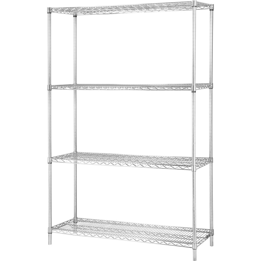 Lorell Chrome Wire Shelving Starter Kit - 36" x 18" - Steel - Chrome