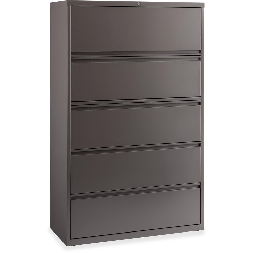 Lorell Fortress 42- Lateral File - 5-Drawer - 42" x 18.6" x 67.6" - 1 Shelf - 5 File Drawers - Letter, Legal, A4 - Magnetic Label Holder, Ball Bearing Slide