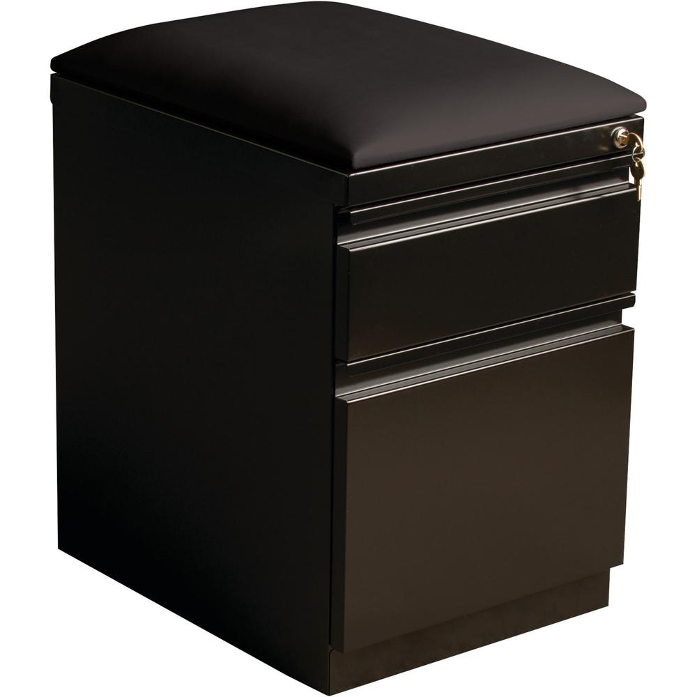 Lorell Mobile Pedestal File with Seating - 2-Drawer - 15" x 19.9" x 23.8" - Black