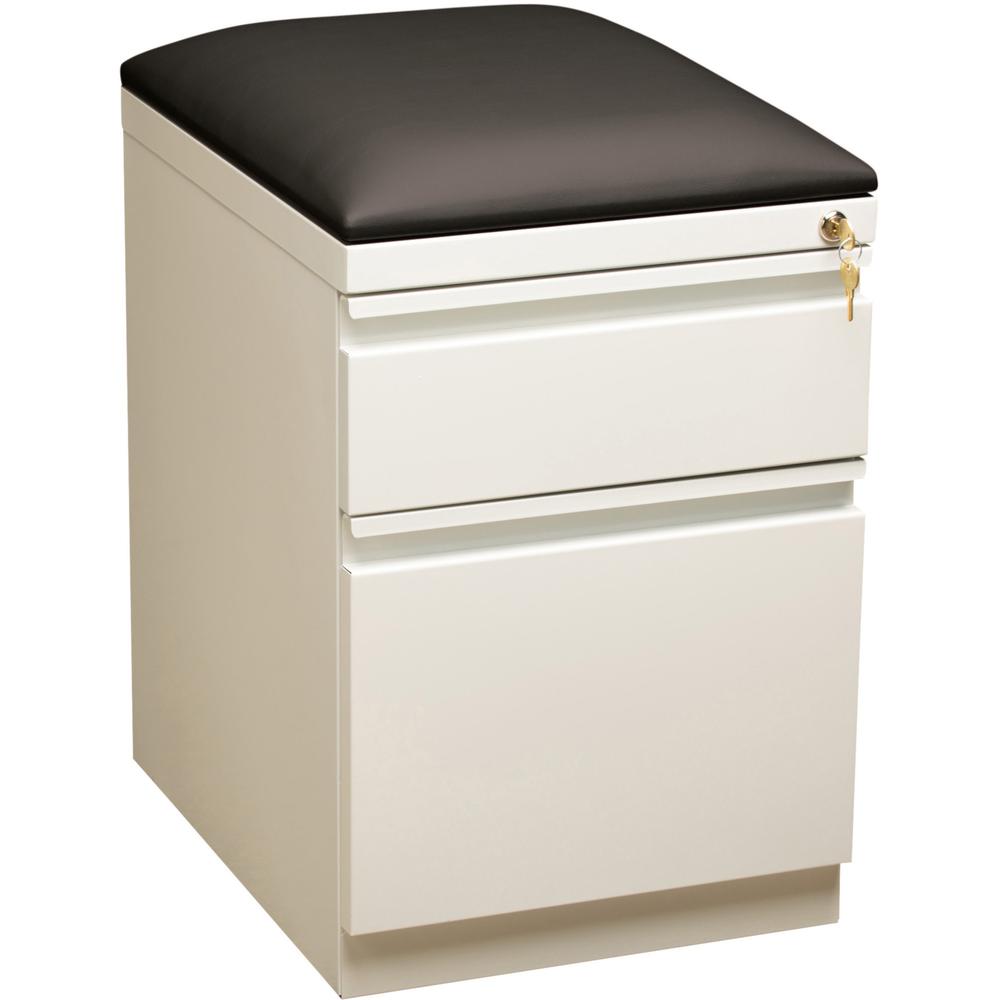Lorell Mobile Pedestal File with Seating - 2-Drawer - White - Steel