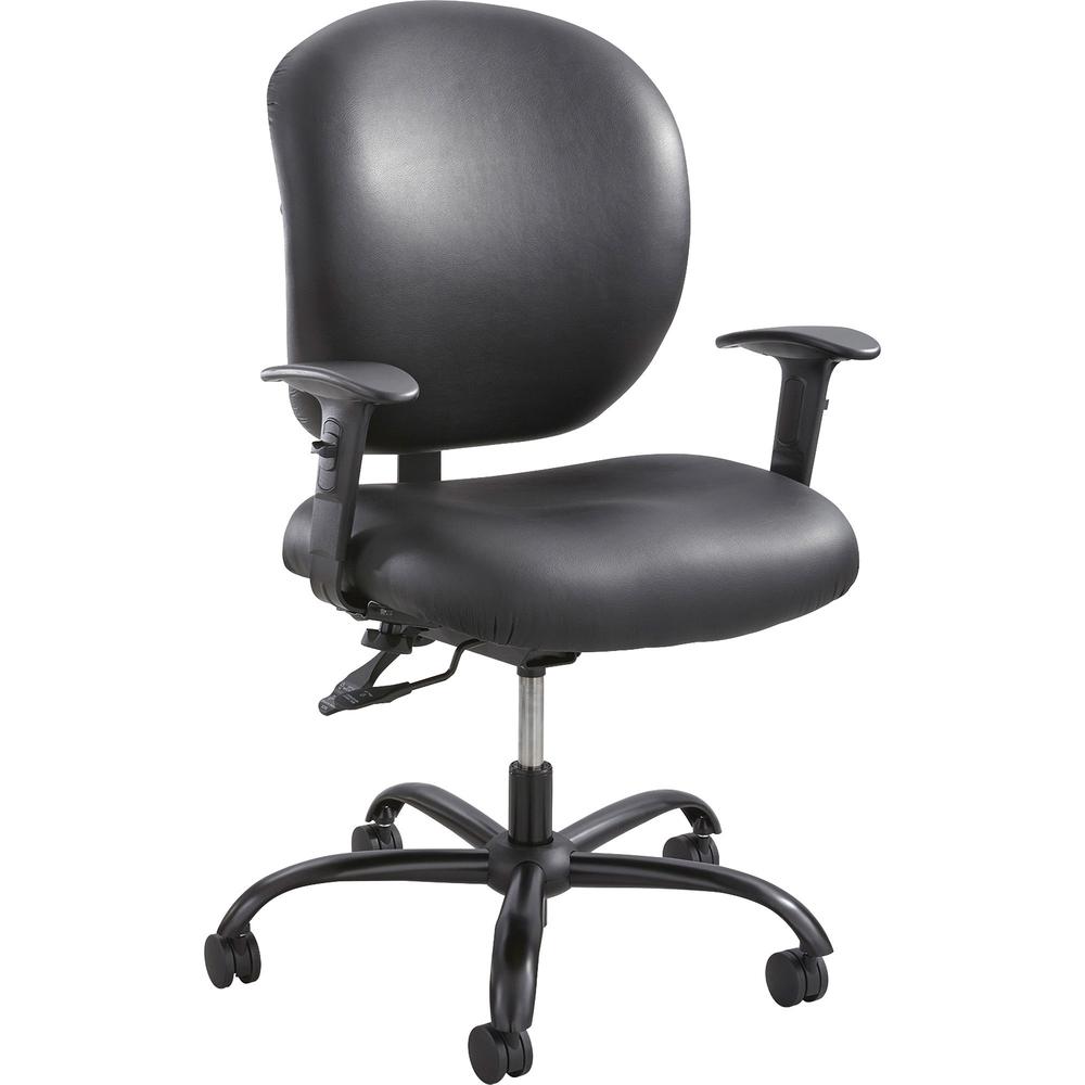 Safco Alday 24/7 Task Chair - Black Polyester Seat and Vinyl Back - 5-star Base - 1 Each