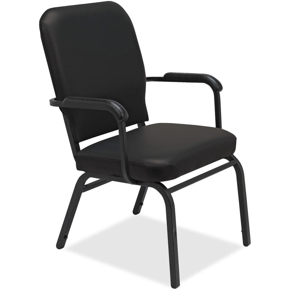 Lorell Oversized Stack Chairs - Black Vinyl Seat & Back - Steel Frame - 2 / Carton
