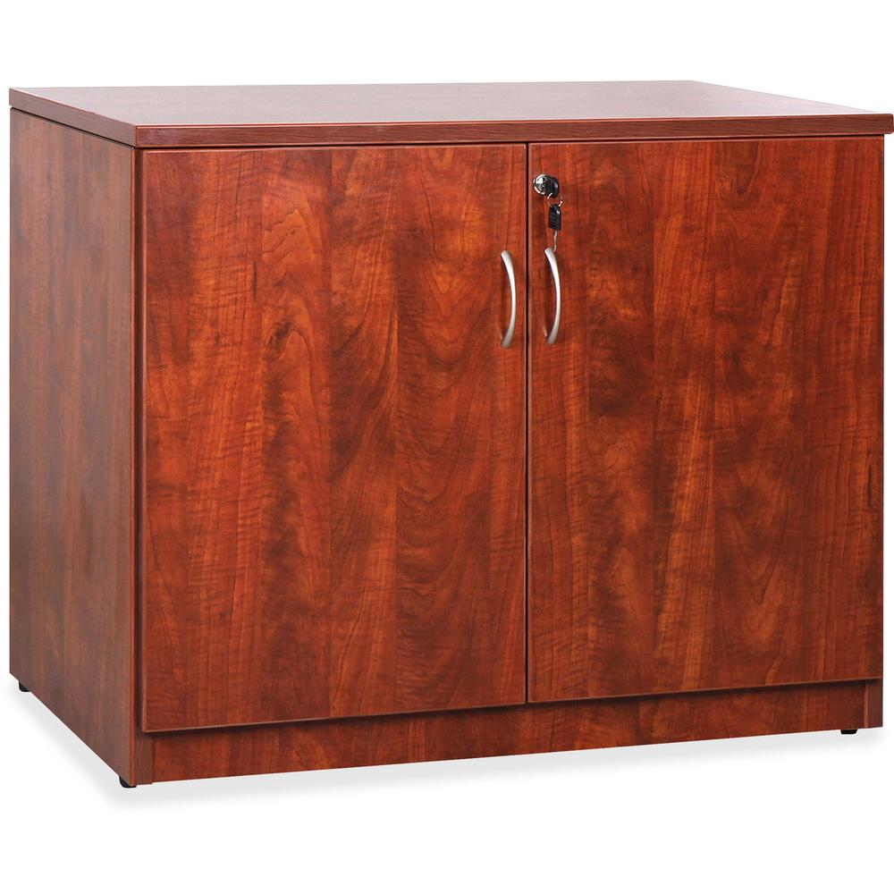 Lorell Essentials Cherry 2-door Storage Cabinet - 36" x 22.5" x 29.5" - Cherry Finish - Assembly Required