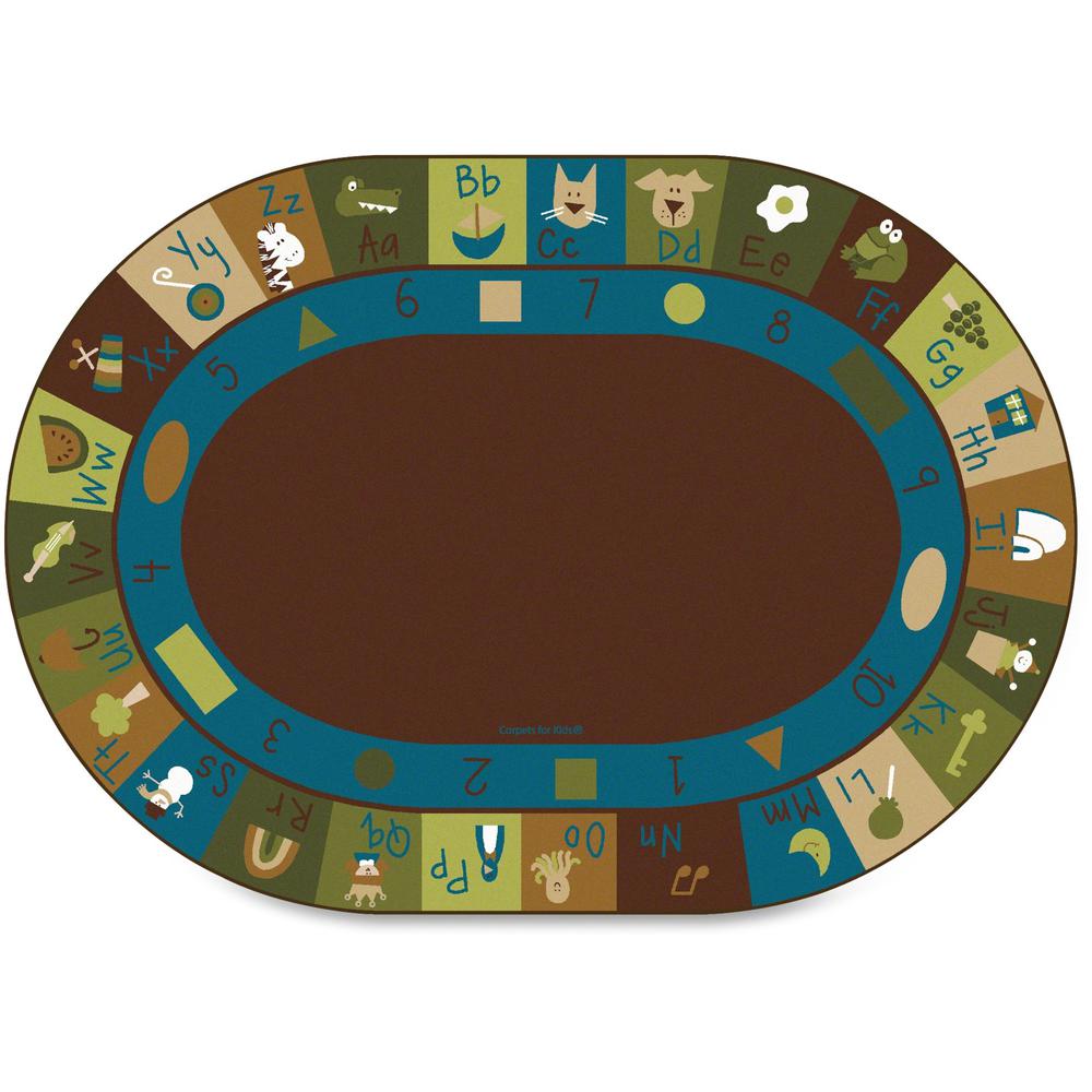 This is the image of Carpets for Kids Learning Blocks Nature Oval Rug - 11.67 ft Length x 99" Width
